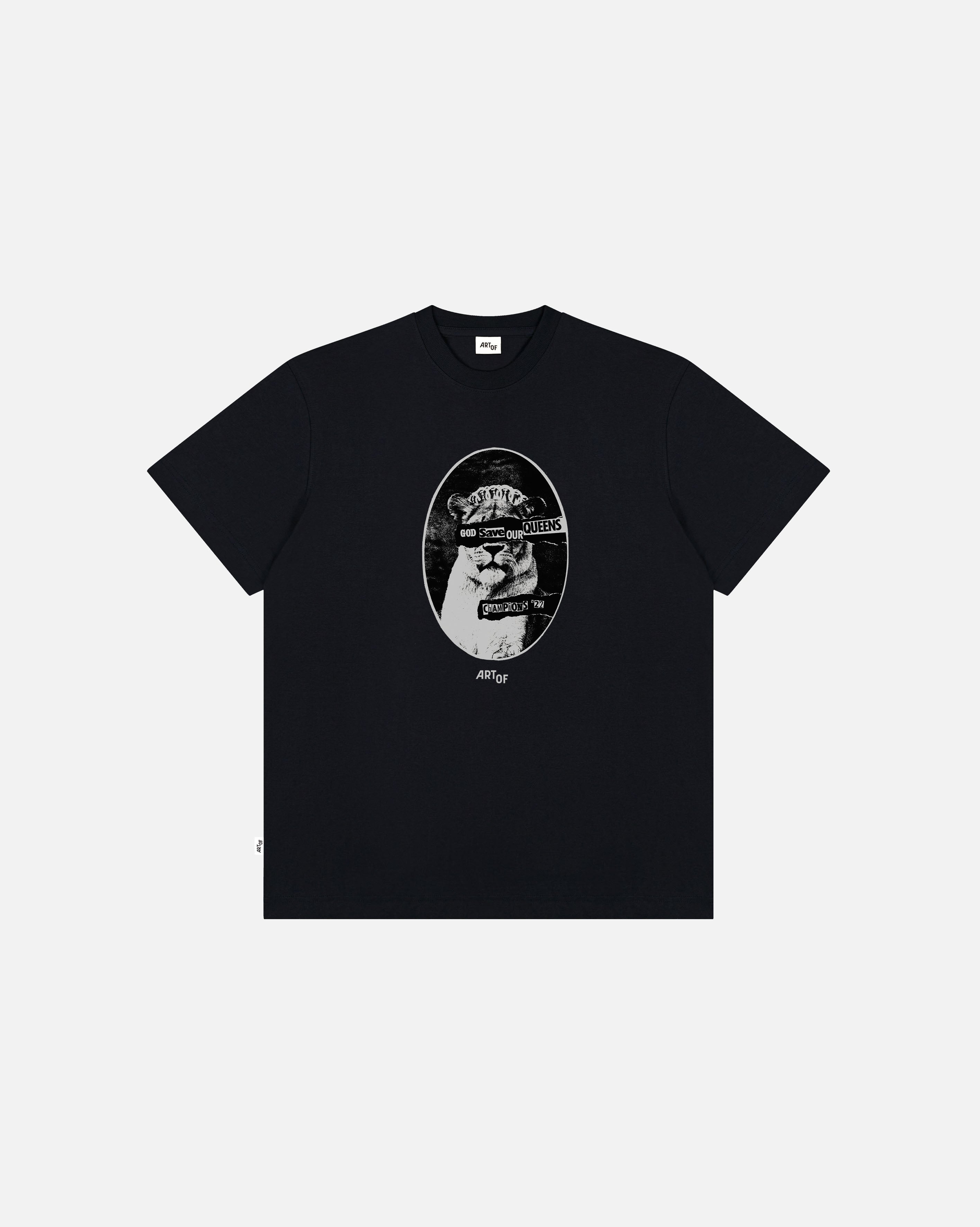 ART OF God Save Our Queens Tee | Black Graphic Football T-shirt